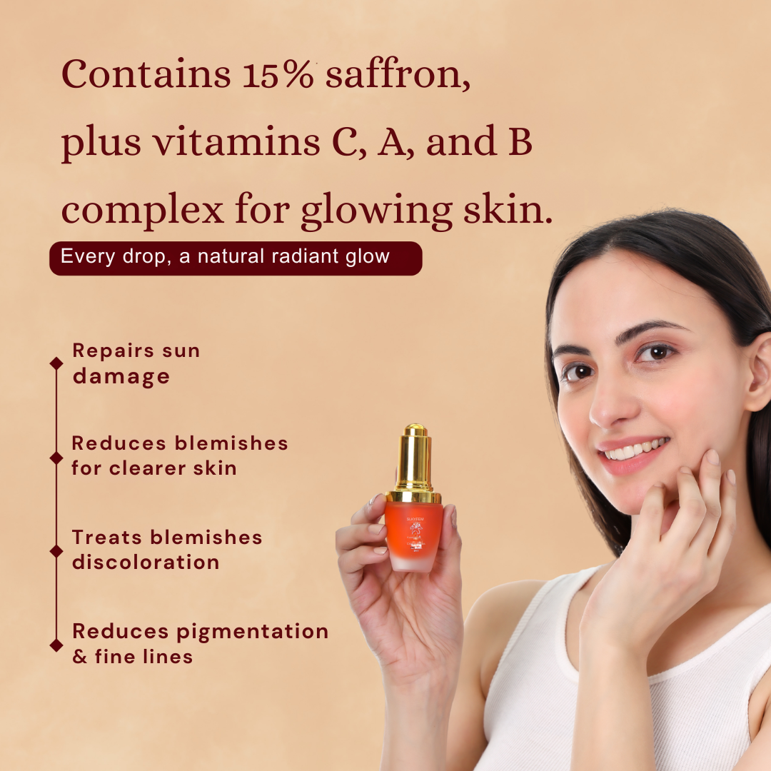 Silkyfem Kumkumadi oil for face| 15% Saffron, Vitamin C & B Complex | Glowing face, Fades Pigmentation, Dark Spots & Acne | Anti-Aging | 100% Ayurvedic Kumkumadi tailam face oil | 20ml