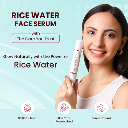 SILKYFEM Luminous Rice Water Serum with 5% Niacinamide, Hyaluronic Acid & Alpha Arbutin for Glassy skin Glowing, Fades Blemishes & Pigmentation | Serum for Oily, Acne Prone, Dry Combination Skin| 50ml