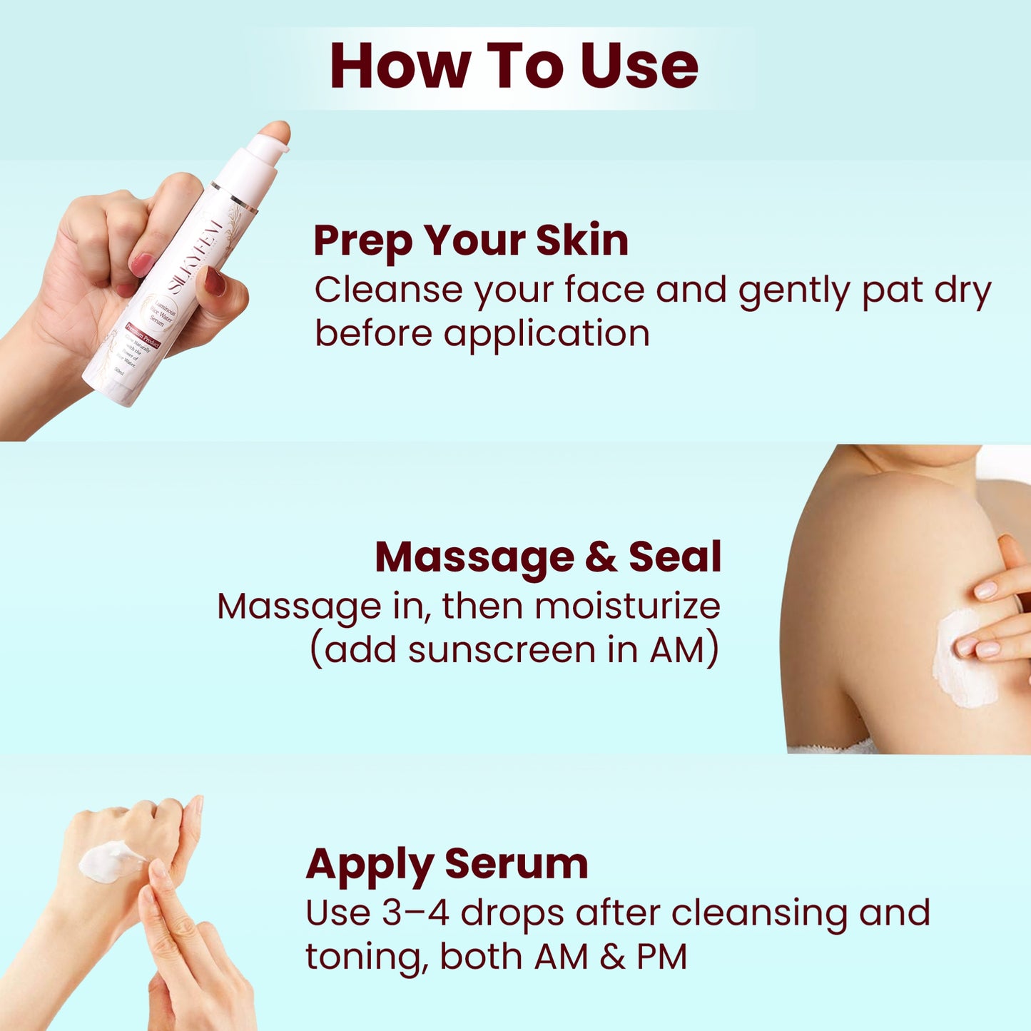 SILKYFEM Luminous Rice Water Serum with 5% Niacinamide, Hyaluronic Acid & Alpha Arbutin for Glassy skin Glowing, Fades Blemishes & Pigmentation | Serum for Oily, Acne Prone, Dry Combination Skin| 50ml